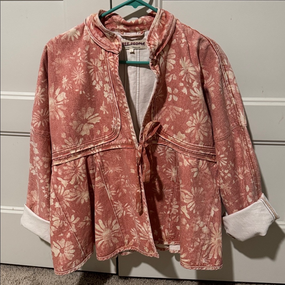 Free People Lua Bed Jacket Top Oversized Floral Print Cotton Slouchy S. - Picture 3 of 5
